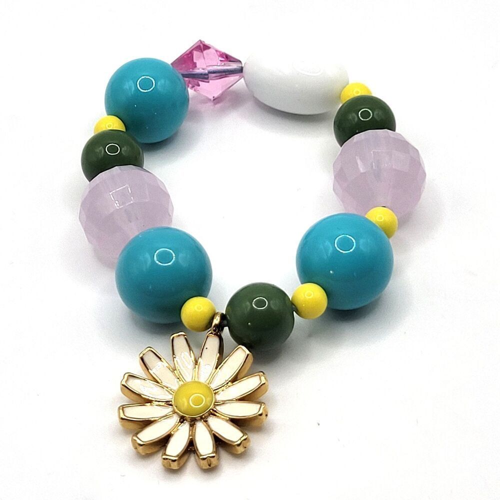 Stella & Dot Little Dollie Child's Daisy Charm Bracelet 5in